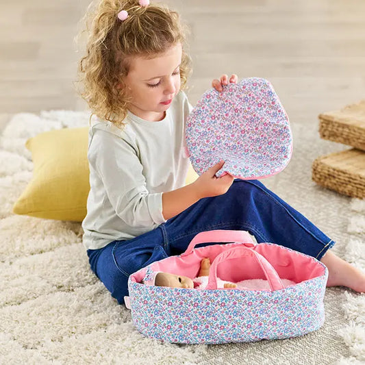 Corolle Bebe Flowered Carry Bed 12” – Soft Floral Baby Doll Carrier Bed Corolle