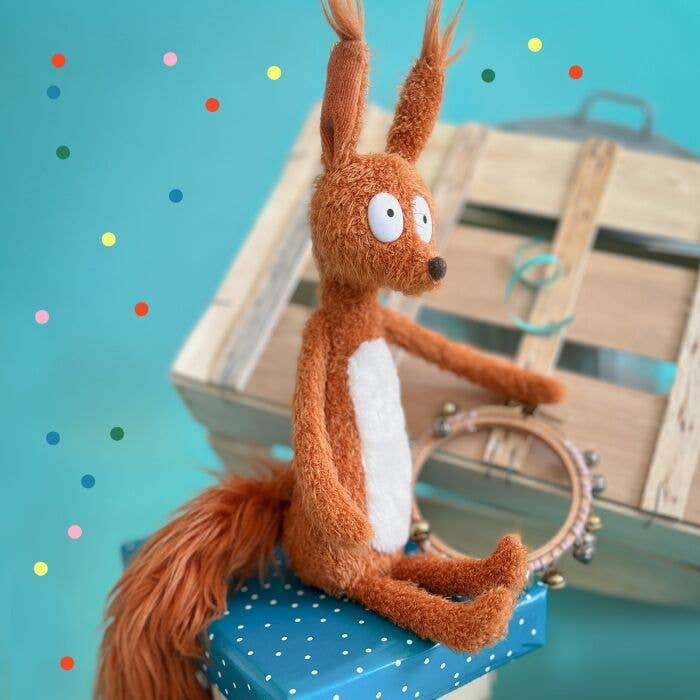 Squirrel Ecole Des Loisirs Plush Toy Cream Color for Kids Ages 10 Months and Up