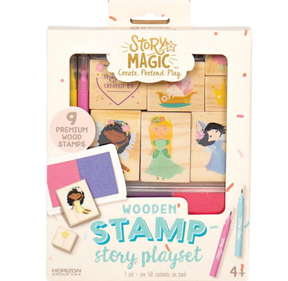 Story Magic™ Mini Wooden Stamp Set – Princess & Fairy Craft Kit for Kids