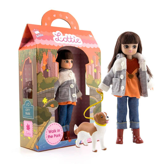 Walk in the Park Lottie Doll with Rescue Dog – Gold Collection Charlie Anne's Closet 