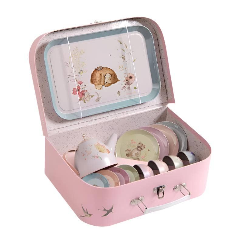 Moulin Roty Rosalies Tea Party Metal Suitcase Set Collection