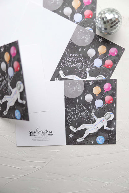 Have a stellar birthday outer space card