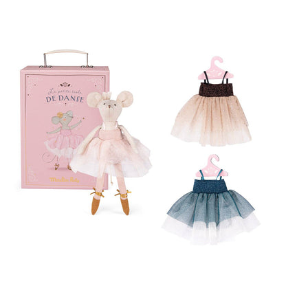 Moulin Roty The Little School Of Dance Doll Suitcase With Three Tutus And Mirror