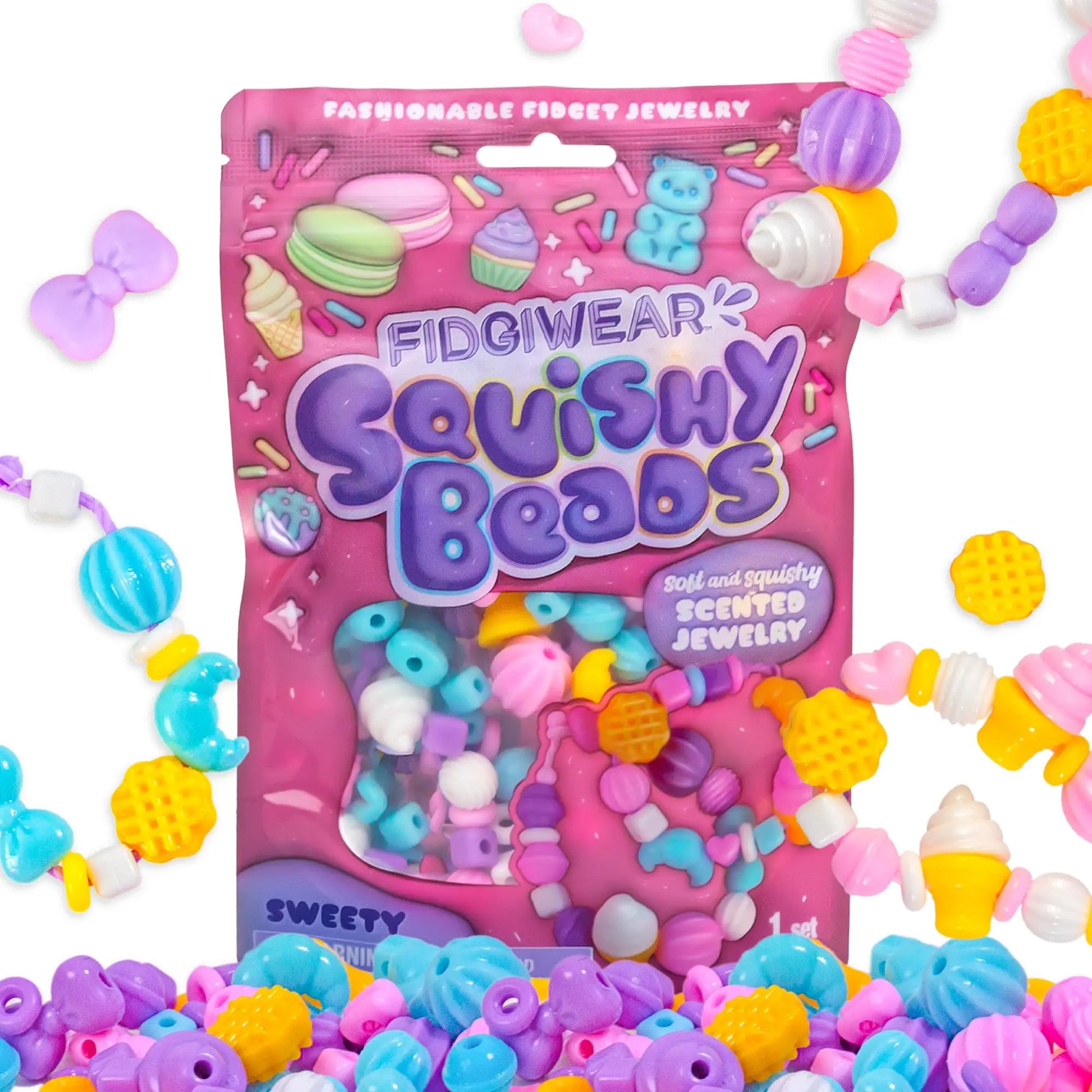Squishy Beads Fidget Jewelry Set | Sweety Scented Stretch Bracelet US Toy