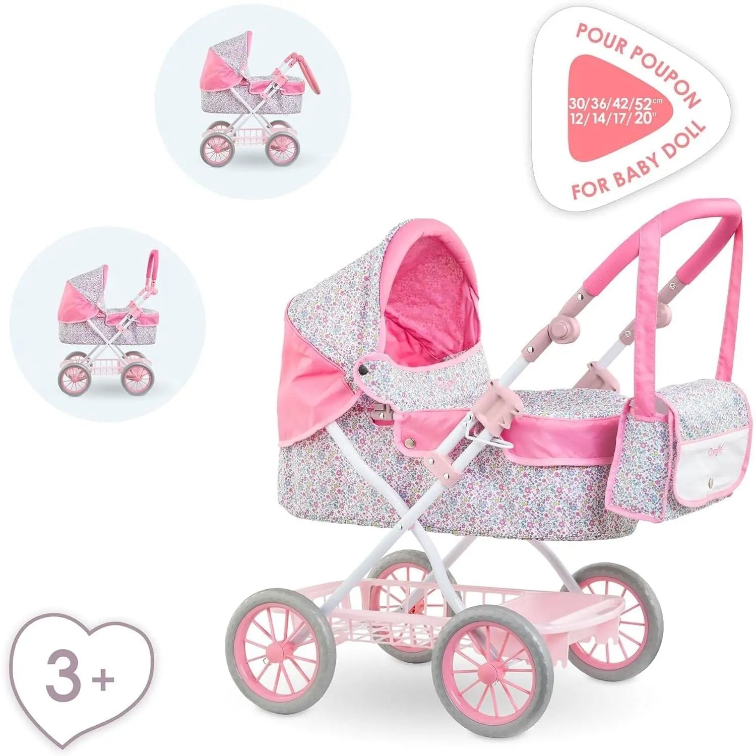 Corolle Floral Baby Doll Stroller & Pram – Fits 12”–20” Dolls Corolle