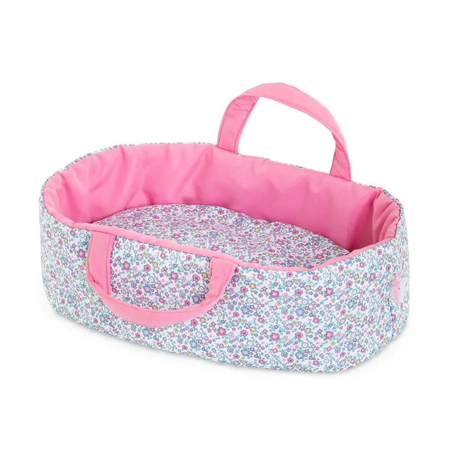 Corolle Bebe Flowered Carry Bed 12” – Soft Floral Baby Doll Carrier Bed Corolle