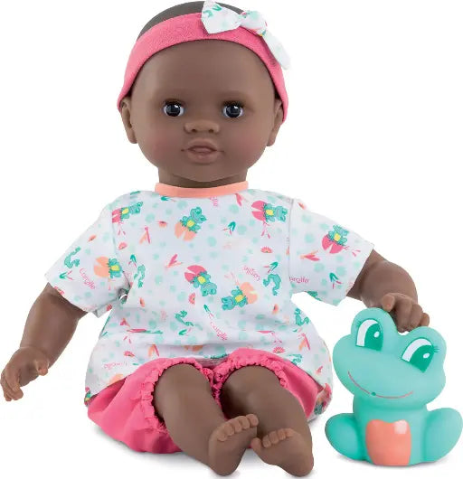 Corolle Bebe Bath Alyzée 12” Baby Doll – Vanilla-Scented Bath Doll with Frog Toy Corolle