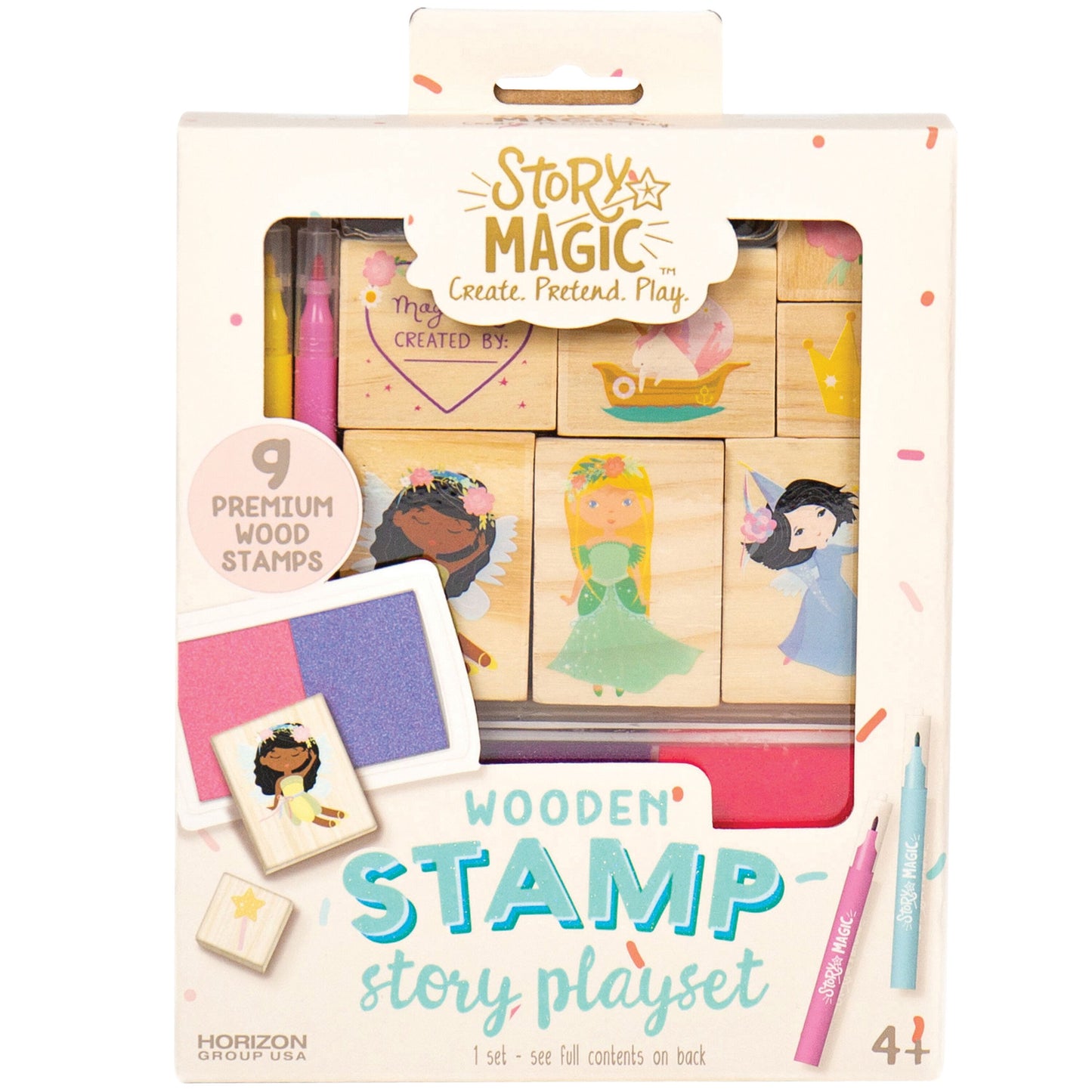 Story Magic Wooden Stamp Story Playset – Princess & Fairy Wooden Stamp Kit for Kids Ages 4+