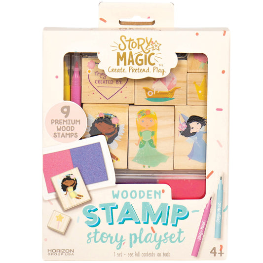 Story Magic Wooden Stamp Story Playset – Princess & Fairy Wooden Stamp Kit for Kids Ages 4+