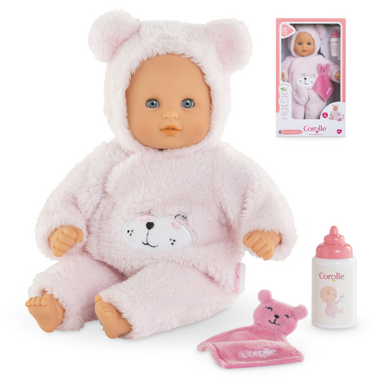 Corolle Calin Loving Teddy Bear 12” Baby Doll with Bottle & Lovey Charlie Anne's Closet 