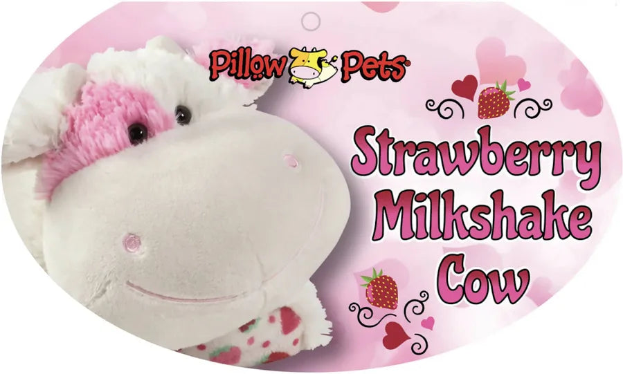 Pillow Pets Strawberry Scented Milkshake Cow Plush Pillow