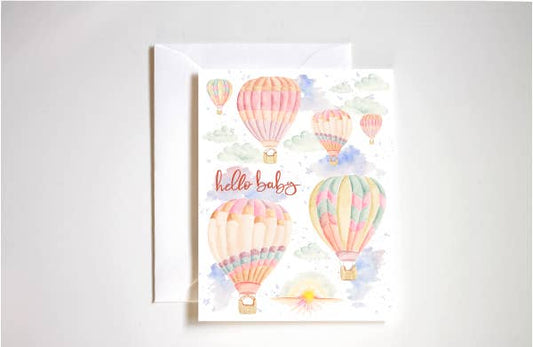 Hello Baby Hot Air Balloon Greeting Card Charlie Anne's Closet 