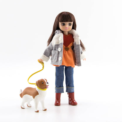 Walk in the Park Lottie Doll with Rescue Dog – Gold Collection